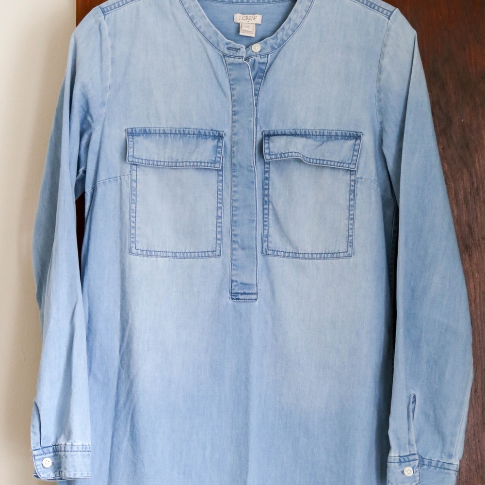 J. Crew Light Blue Chambray Shift Dress